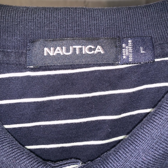 Blue striped Nautica polo shirt size large - Picture 2 of 2
